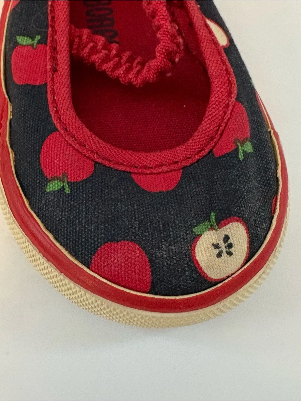 Gymboree prep school navy blue red apple print mary jane style shoes size 4